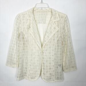 Santory 3/4 Sleeve Lace Cream Blazer Junior's Large